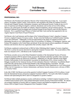 CV for Neil Broom Expert Witness in Computer Forensics Investigations in Orange County California